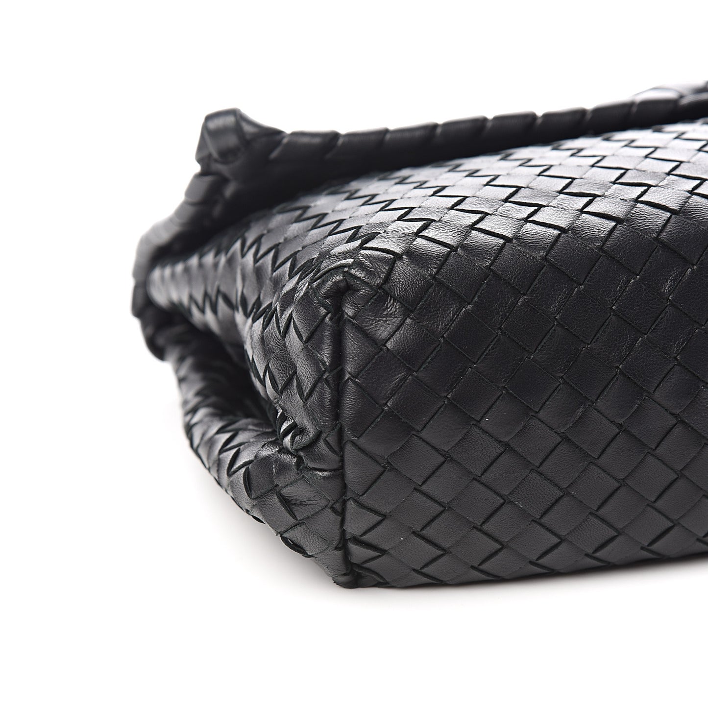 Nappa Intrecciato Flap Shoulder Bag Black
