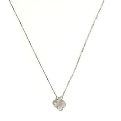 Van Cleef & Arpels 18K White Gold Mother of Pearl Vintage Alhambra Pendant Necklace 3 of 7
