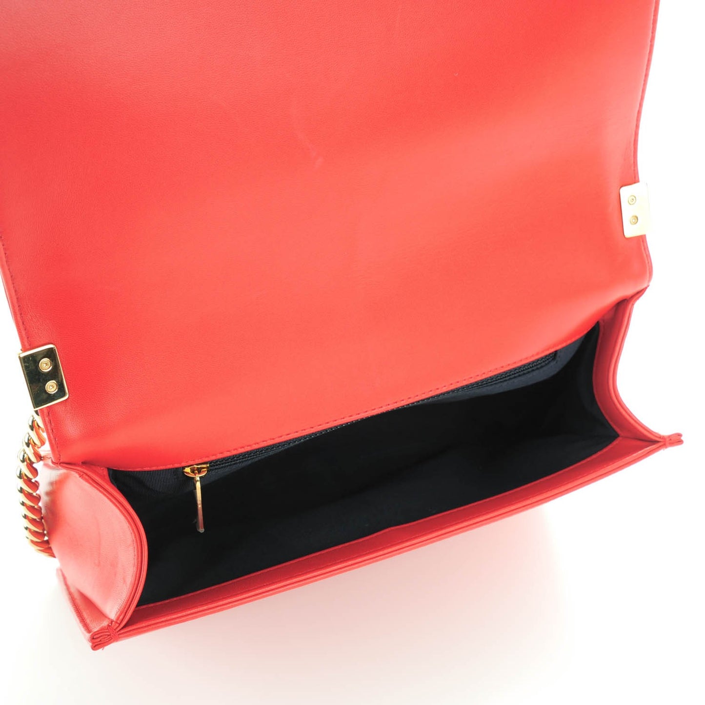 Lambskin Square Quilted Large Boy Cube Flap Red