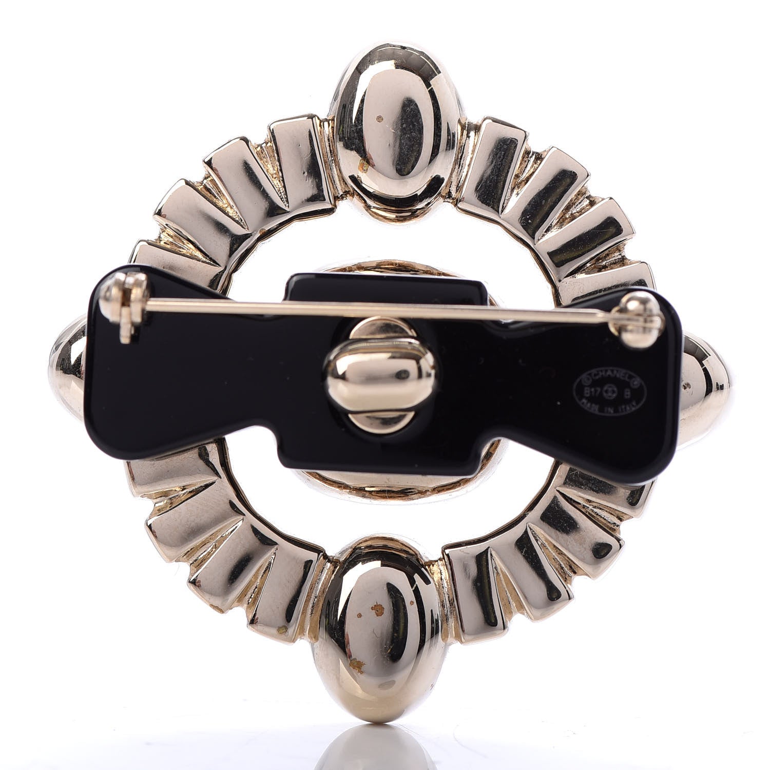 Chanel Baguette Crystal Resin CC Brooch Gold Beige 3 of 5
