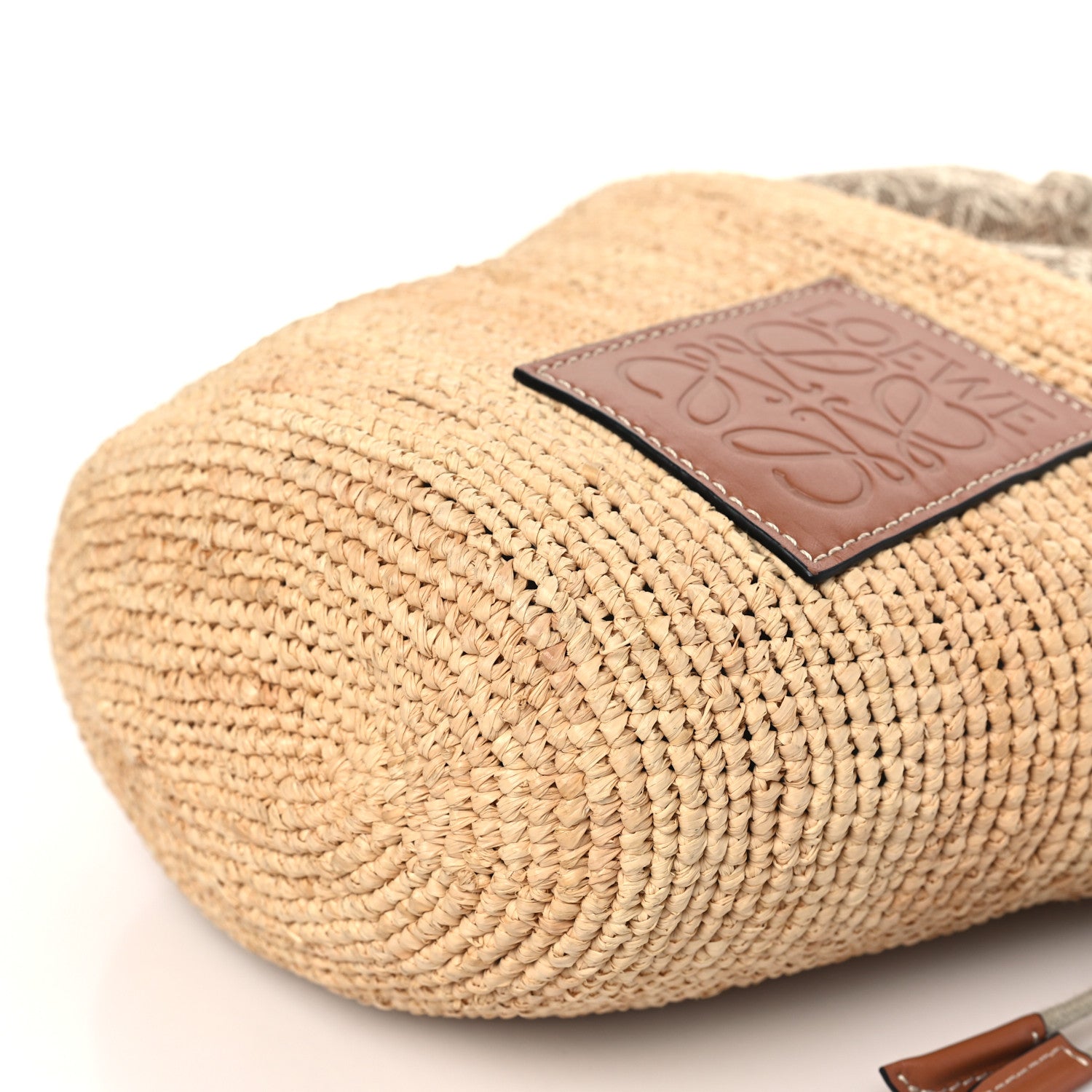 Loewe Calfskin Raffia Anagram Paulas Ibiza Pochette Bag Natural Tan 8 of 8