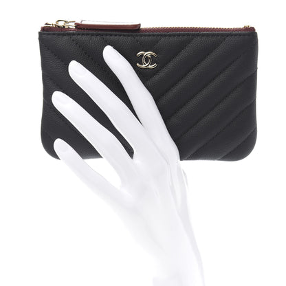 Chanel Caviar Chevron Quilted Small Cosmetic Case Black 2 of 9