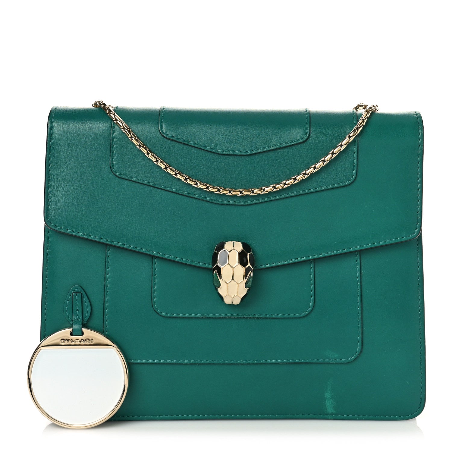Bulgari Calfskin Small Serpenti Forever Snake Strap Crossbody Bag Emerald Green 1 of 12