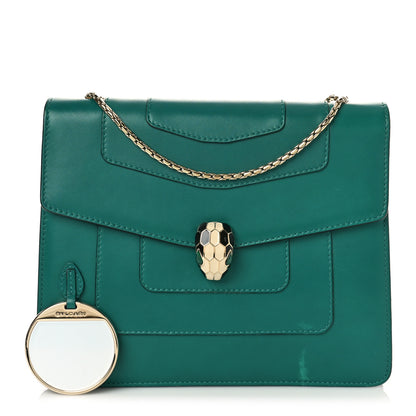 Bulgari Calfskin Small Serpenti Forever Snake Strap Crossbody Bag Emerald Green 1 of 12