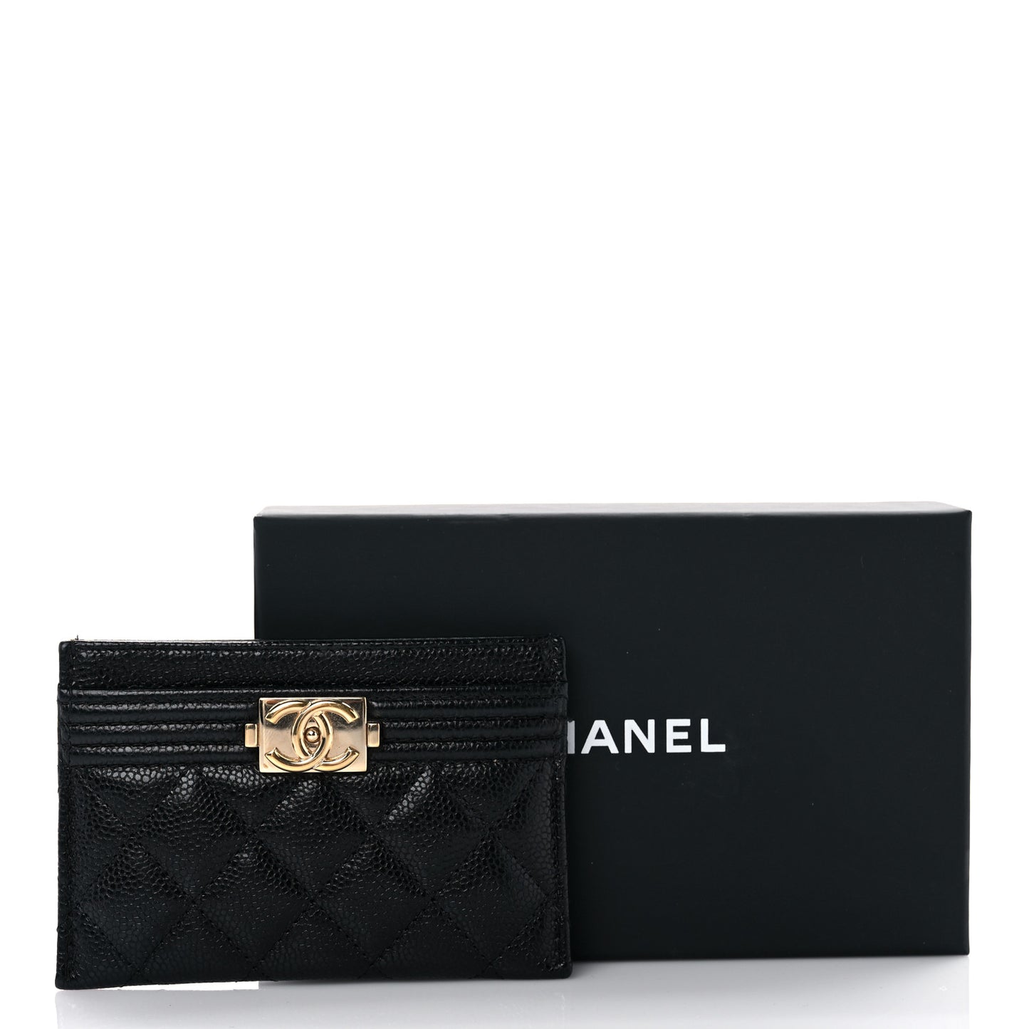 Caviar Quilted Boy Card Holder Black