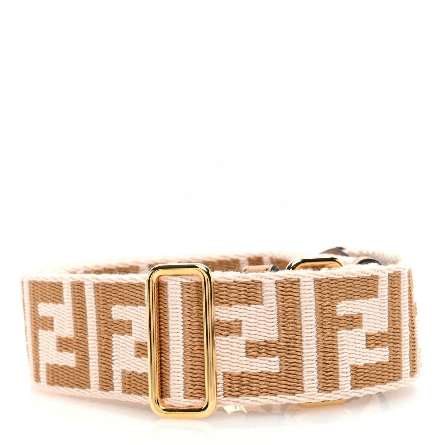 Jacquard Ribbon Vitello King FF Bi-Color Intreccio Adjustable Strap You Poudre Cuoio Miele Scuro