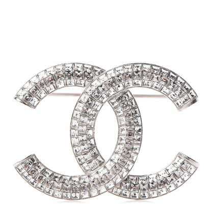 Chanel Baguette Crystal CC Brooch Silver 1 of 5