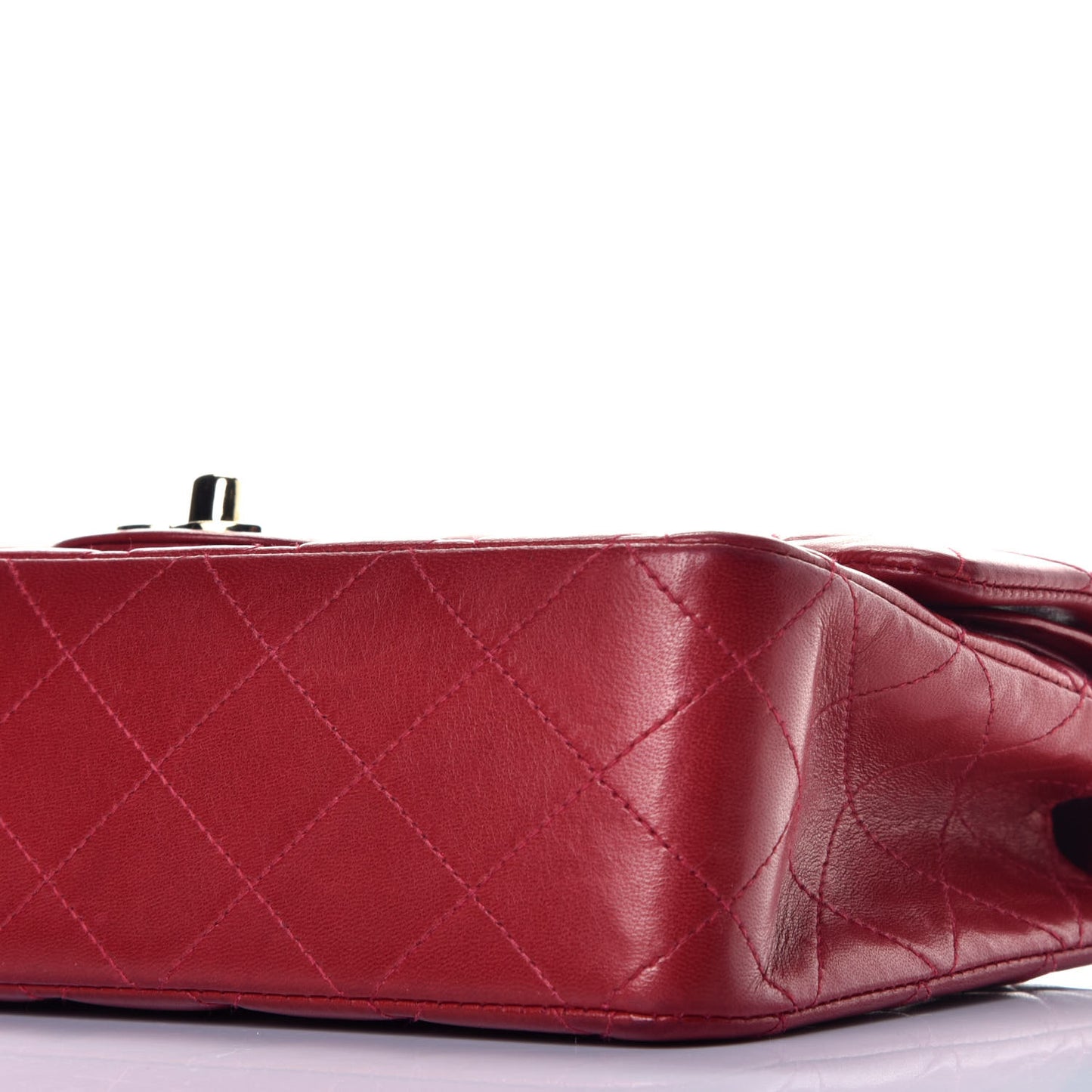 Lambskin Quilted Medium Double Flap Red Fonce