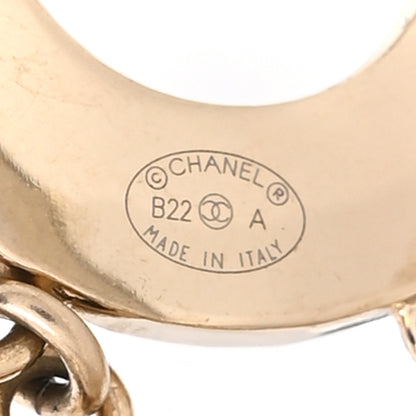 Chanel Metal Enamel Cha-Nel Logo Drop Earrings Black White 4 of 4