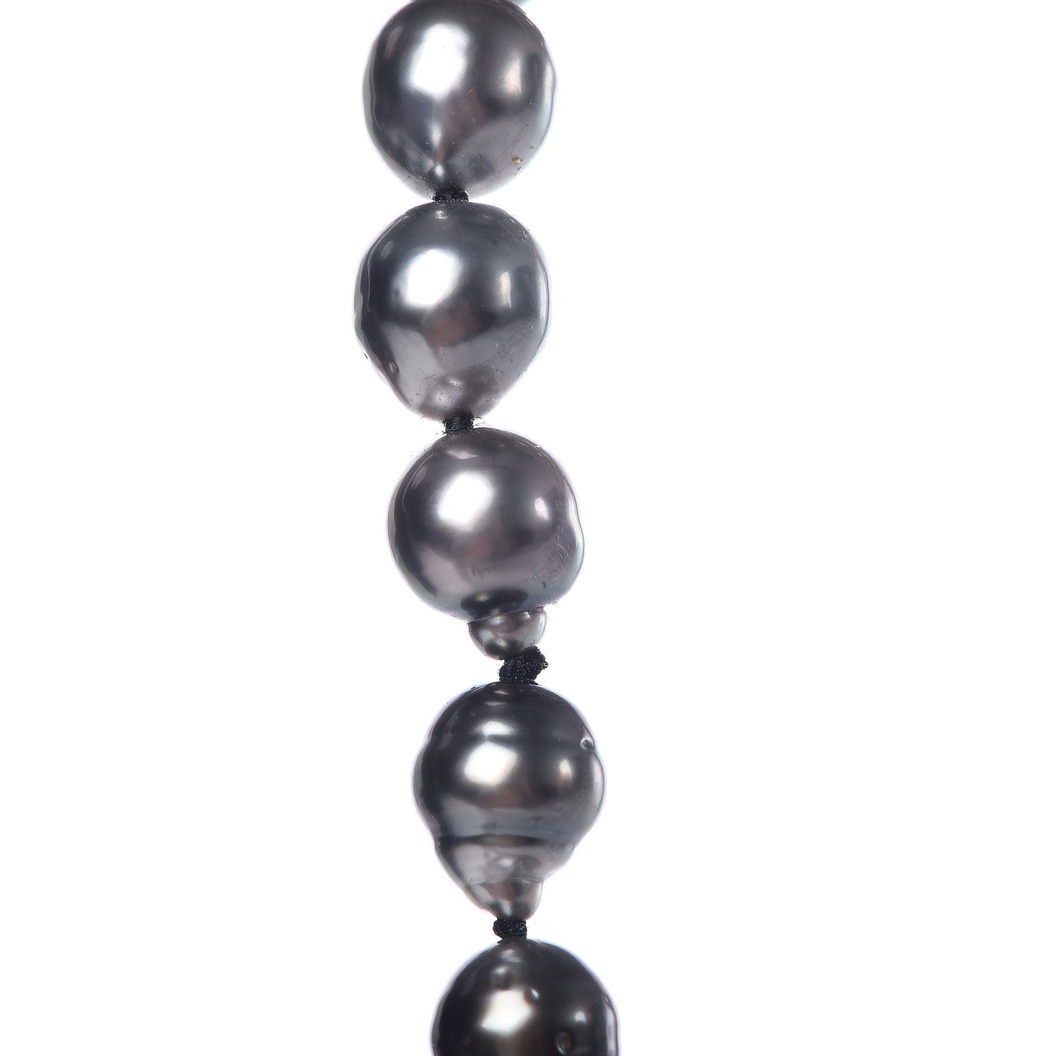 Mikimoto 18K Yellow Gold Gray South Sea Baroque Pearl 7-10mm Graduated Strand Necklace 18.5" 4 of 7