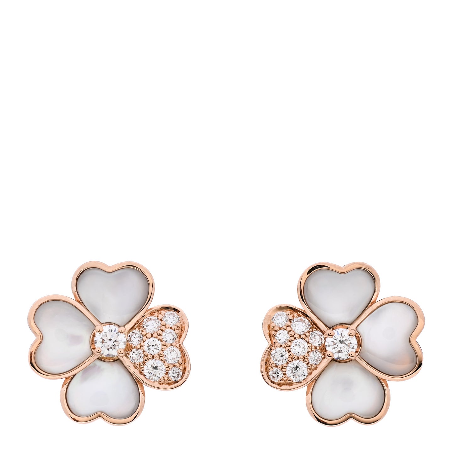 18K Rose Gold Diamond Mother of Pearl Small Cosmos Earrings