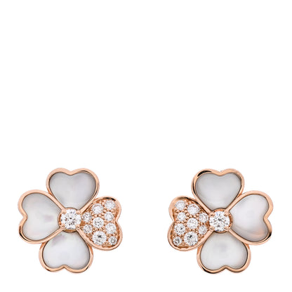 Van Cleef & Arpels 18K Rose Gold Diamond Mother of Pearl Small Cosmos Earrings 1 of 5