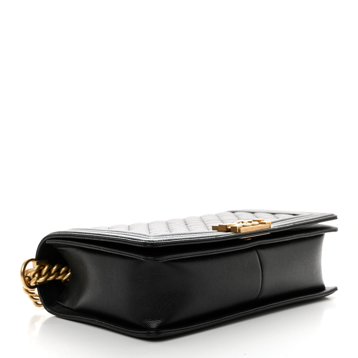 Caviar Diamond Stitched Top Handle Flap Navy