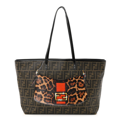 Fendi Zucca Spalmati Patent Baguette Print Medium Roll Tote Tobacco 1 of 12