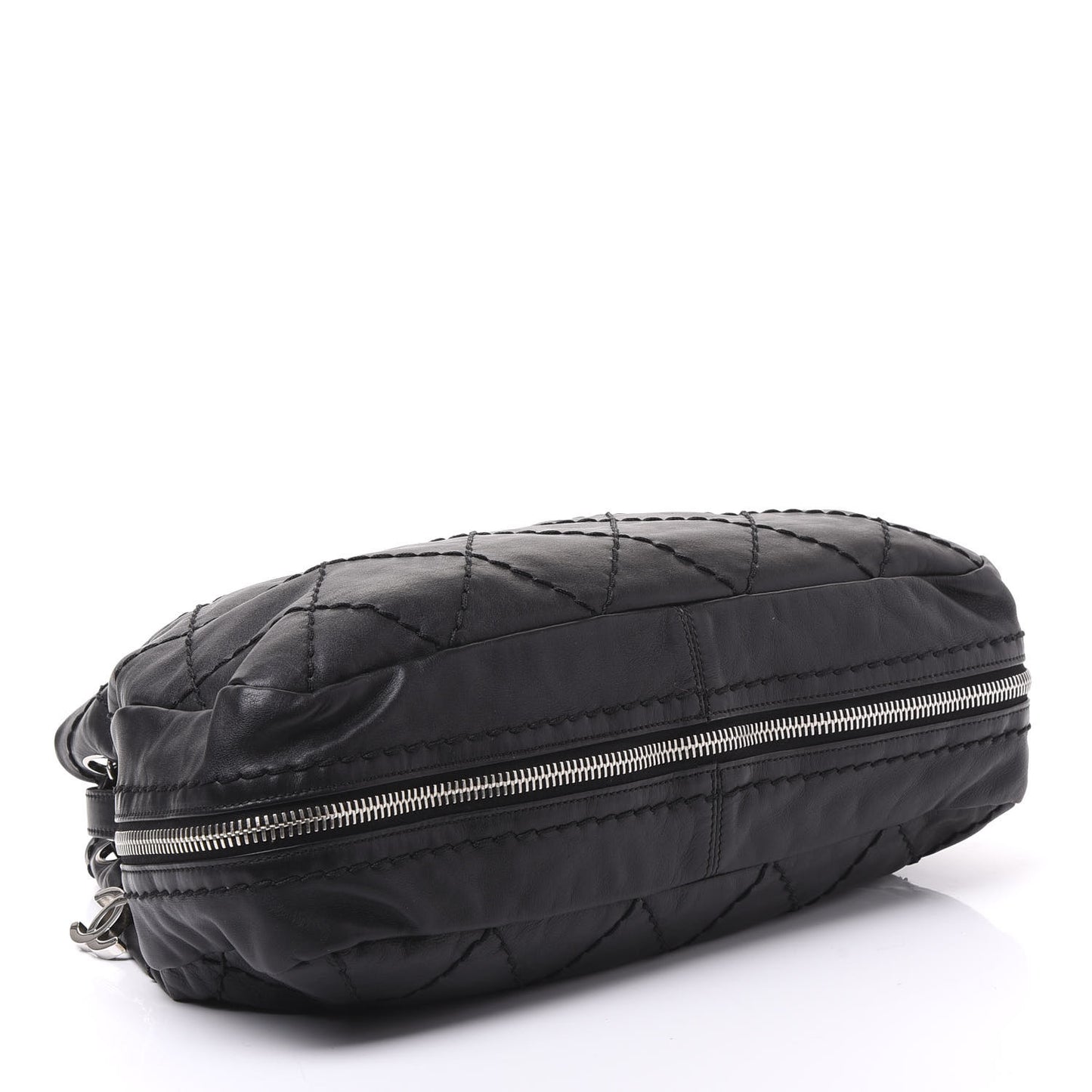 Calfskin Stitched Expandable Tote Black