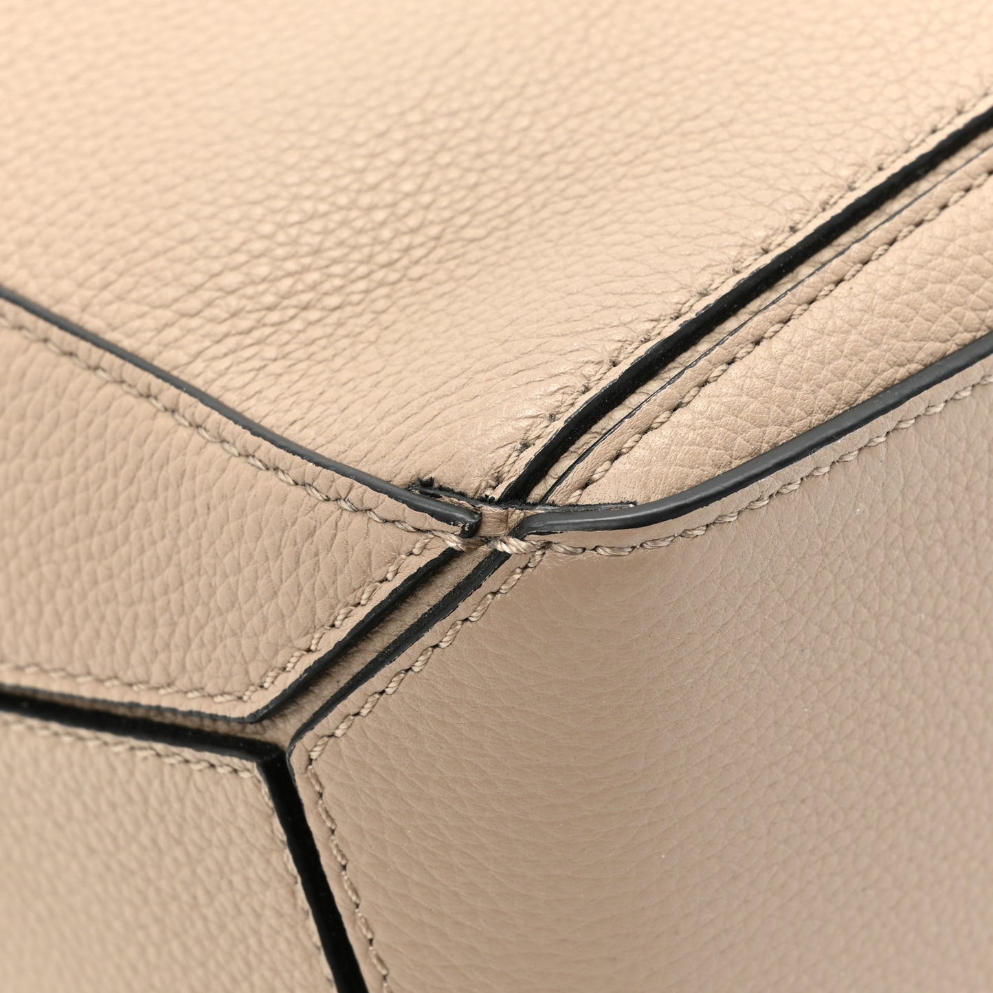 Grained Calfskin Small Puzzle Bag Sand