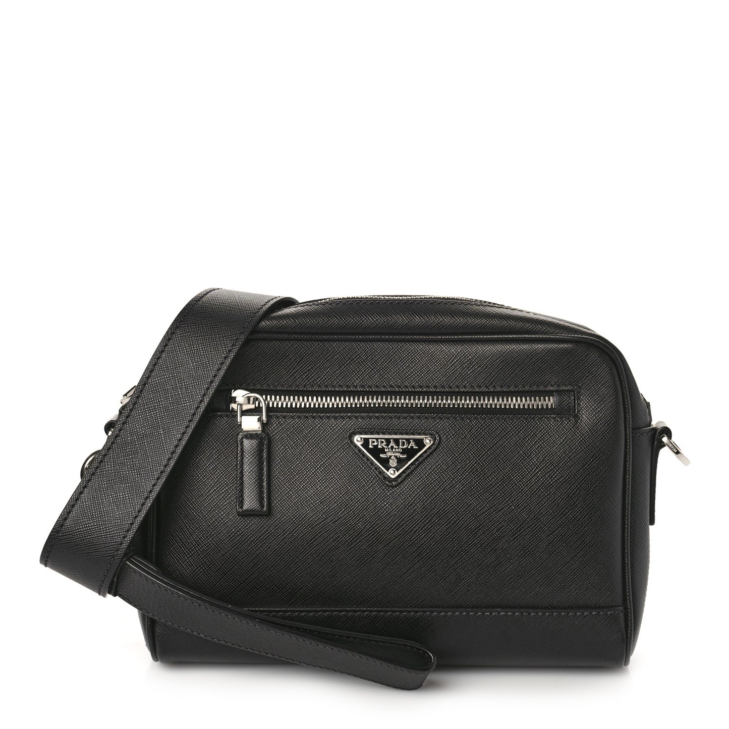 Saffiano Zip Crossbody Bag Black