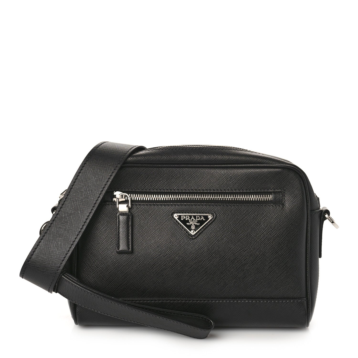 Prada Saffiano Zip Crossbody Bag Black 1 of 8