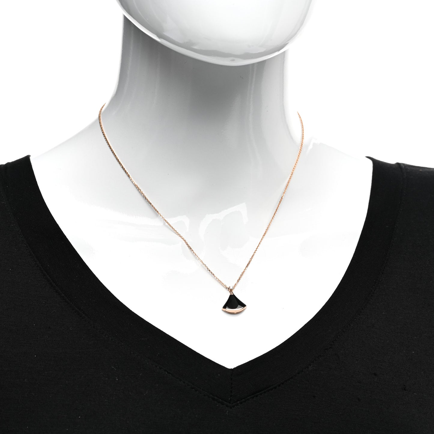 18K Rose Gold Diamond Black Onyx Divas' Dream Pendant Necklace