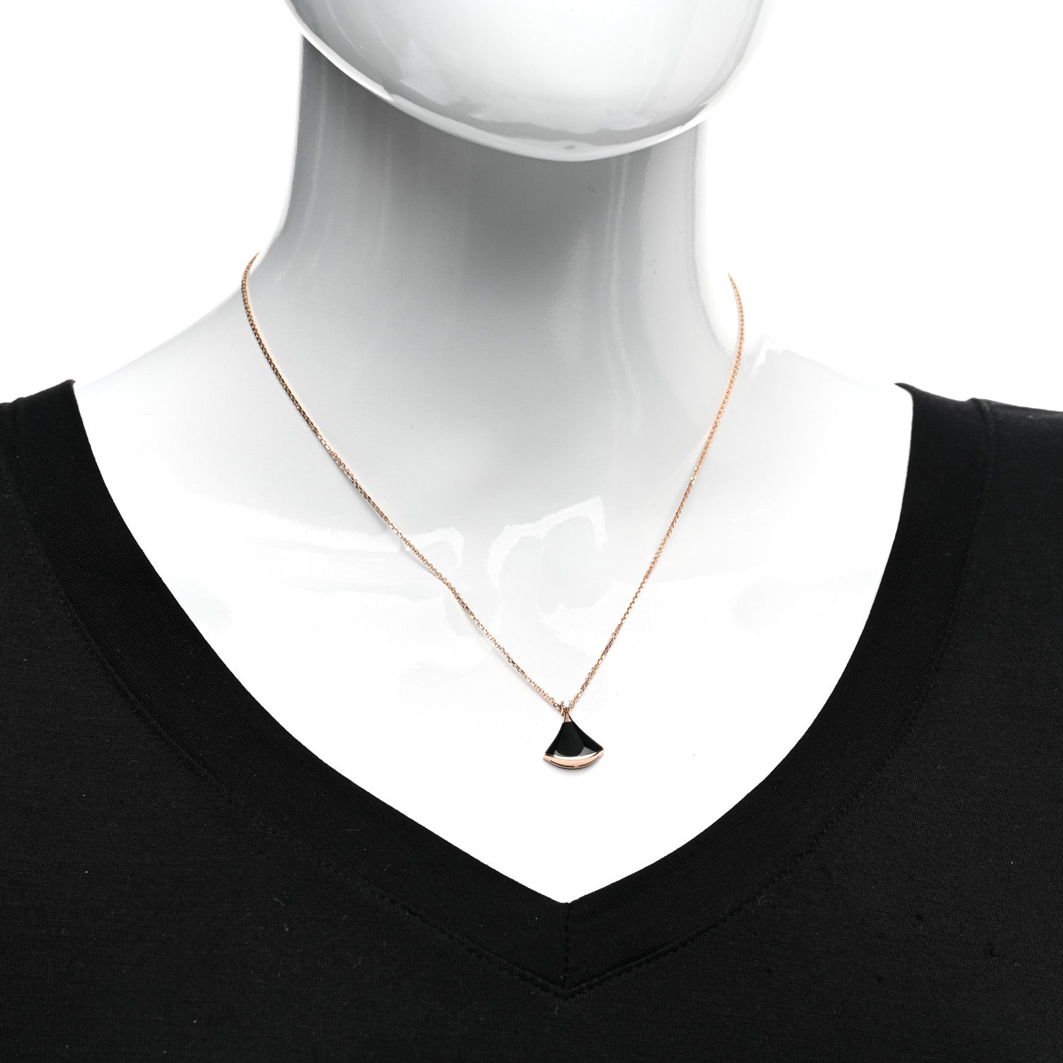 Bulgari 18K Rose Gold Diamond Black Onyx Divas' Dream Pendant Necklace 2 of 5