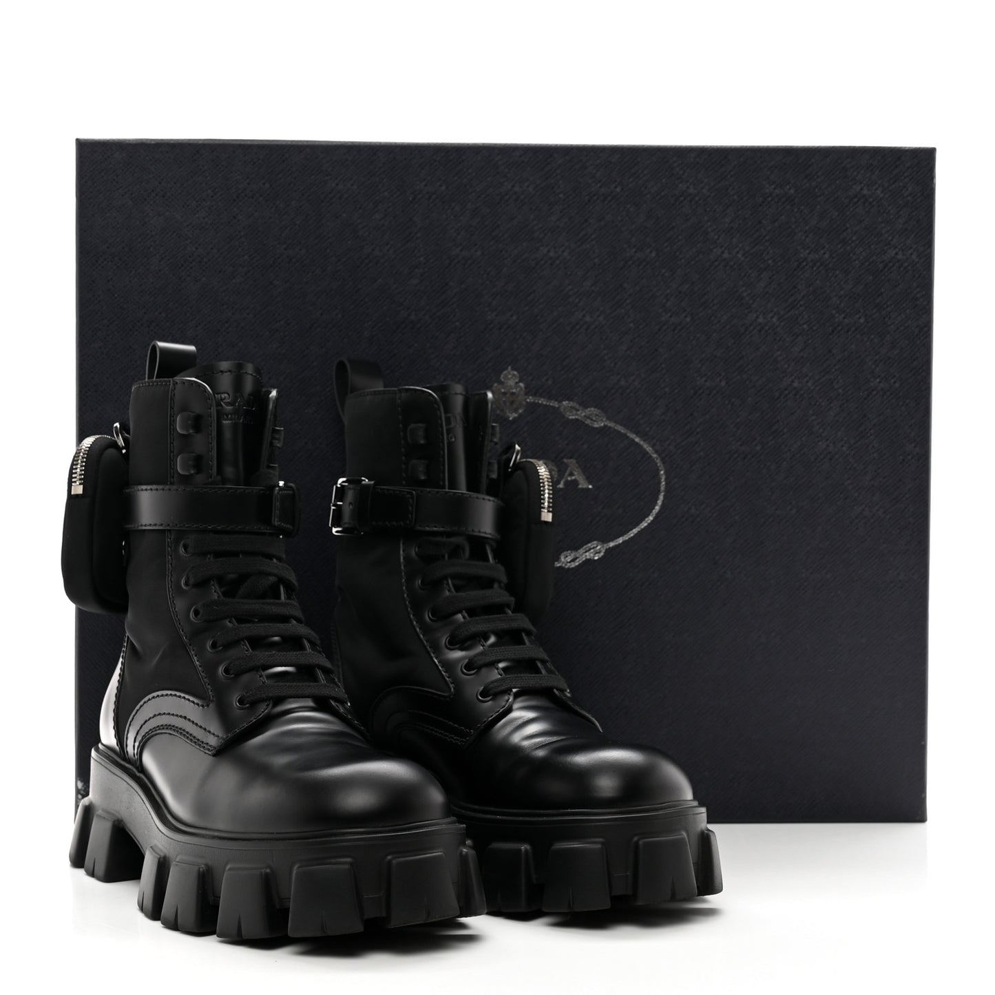 Spazzolato Rois Re-Nylon Metal Triangle Logo Mens Monolith Pouch Pocket 60mm Combat Boots 7.5 Black
