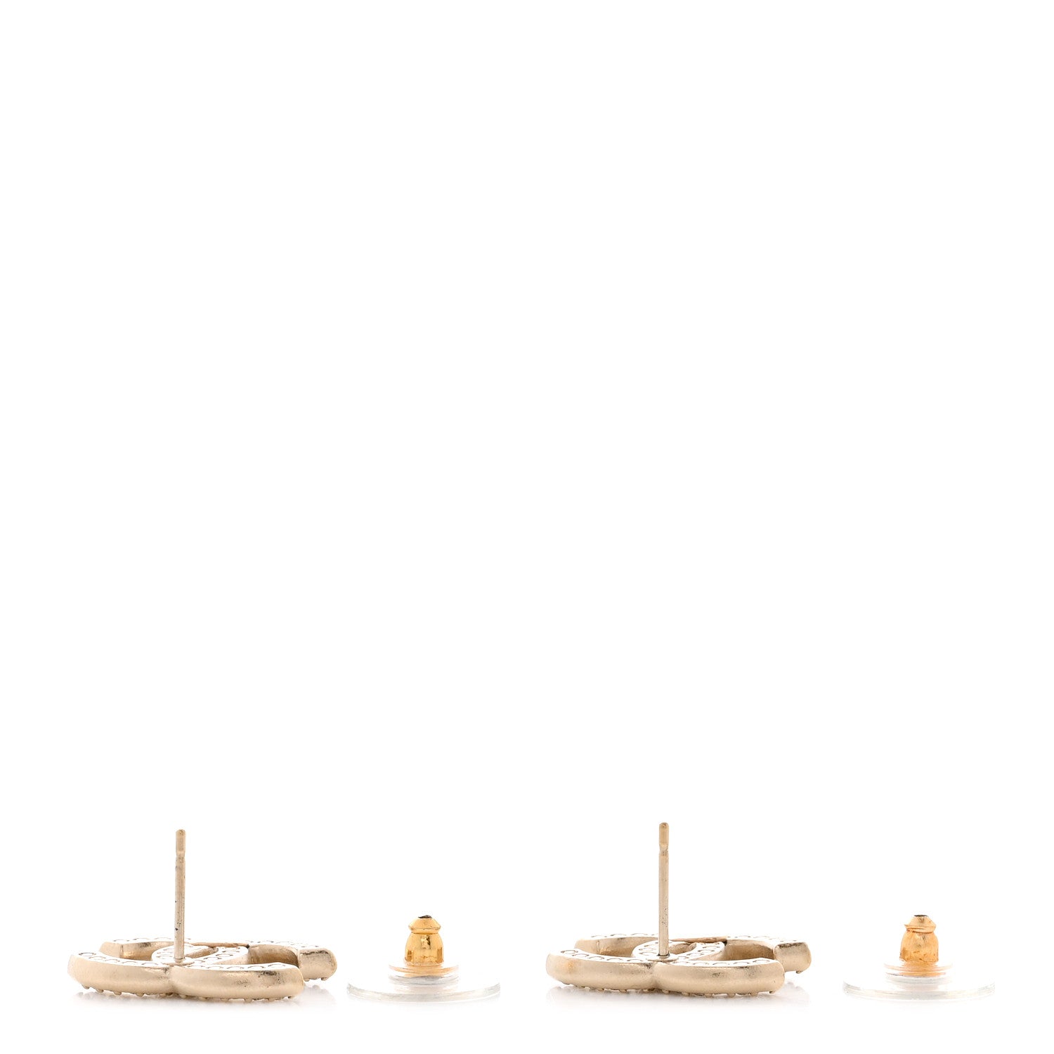 Chanel Crystal CC Earrings Light Gold 4 of 5