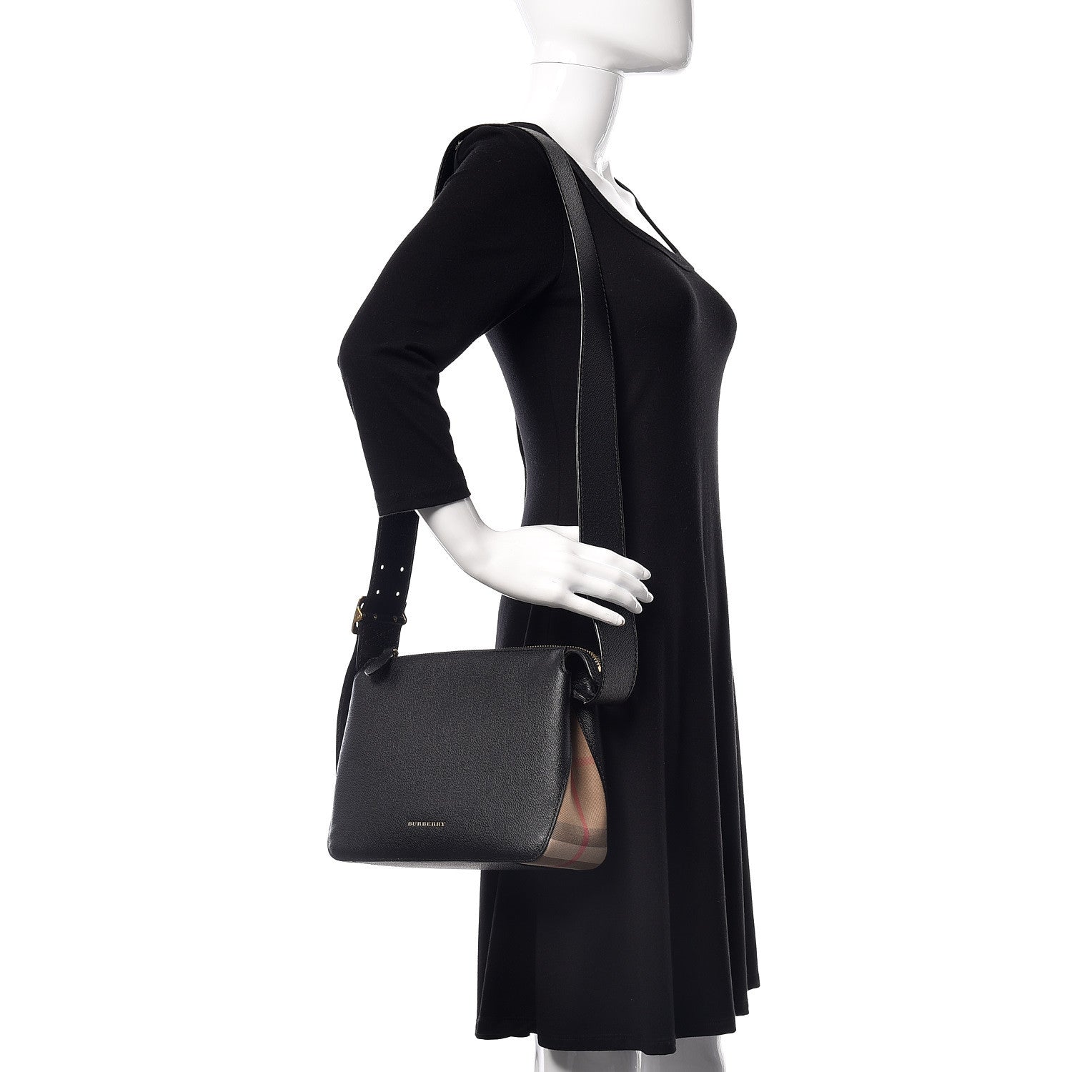 Burberry Soft Grain Calfskin House Check Small Helmsley Crossbody Black 2 of 10