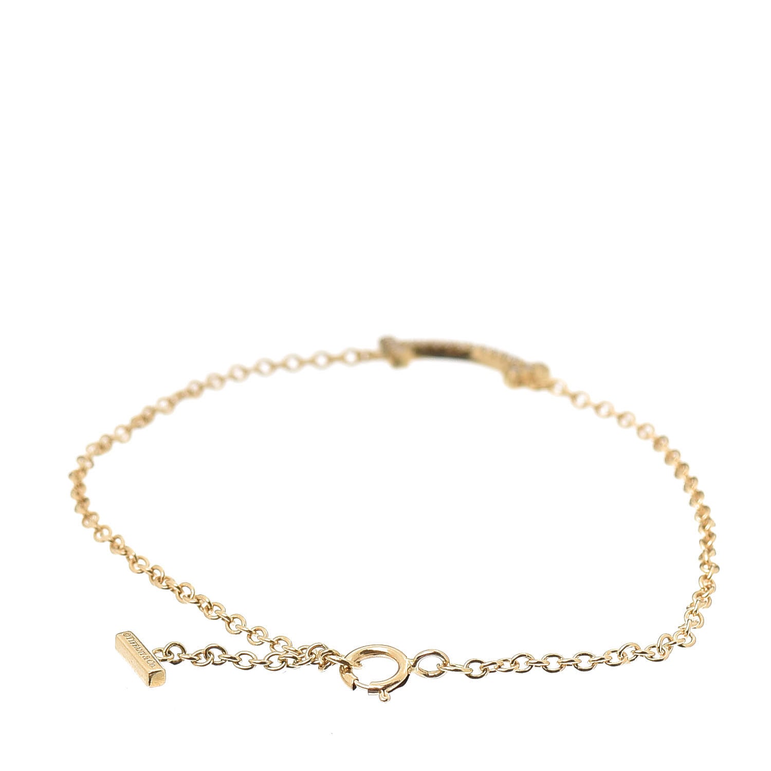 Tiffany 18K Yellow Gold Diamond Mini T Smile Bracelet 3 of 6