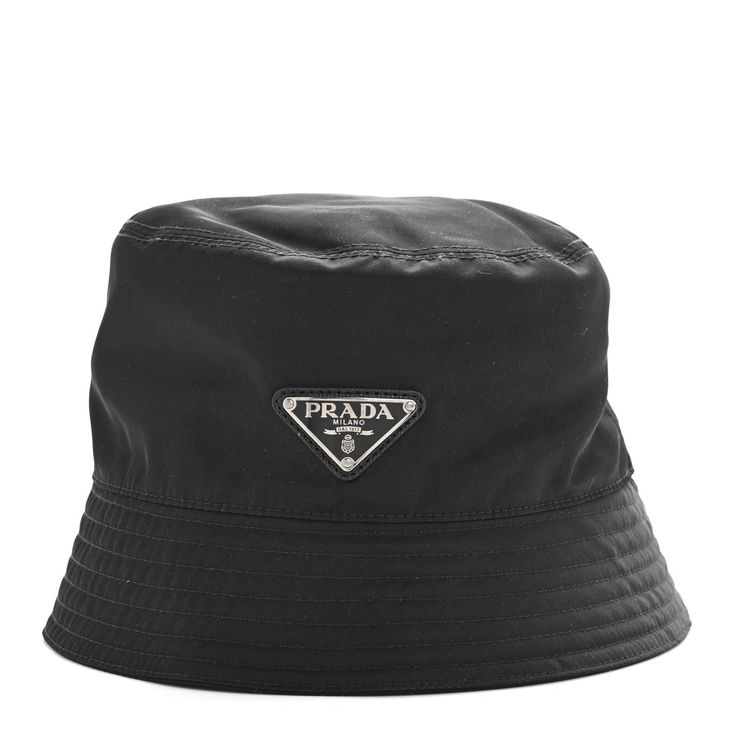Re-Nylon Rubber Logo Mens Bucket Hat L Black