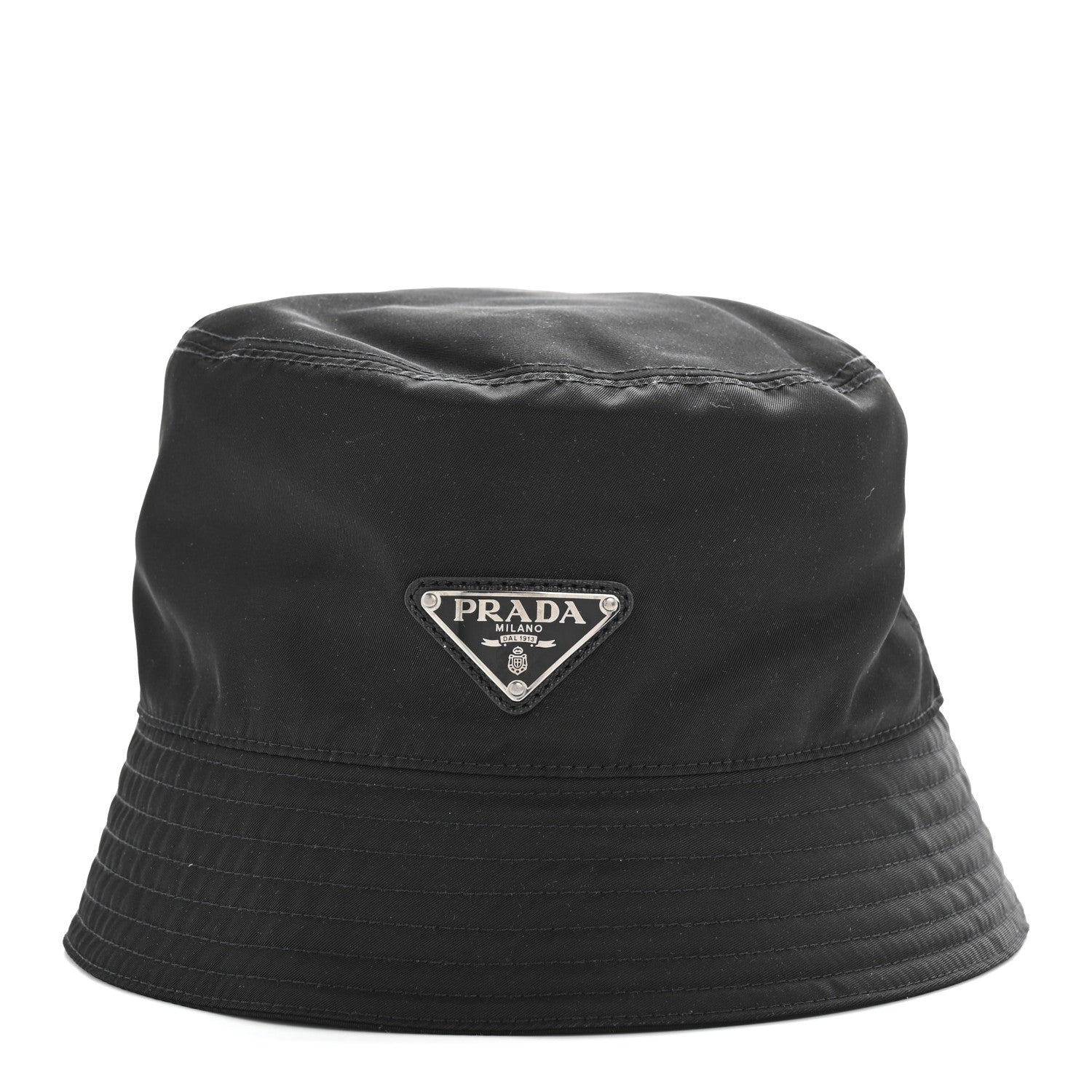 Prada Re-Nylon Rubber Logo Mens Bucket Hat L Black 3 of 8