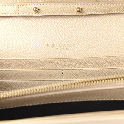 Saint Laurent Grain De Poudre Matelasse Chevron Monogram Chain Wallet Nude Powder 5 of 8