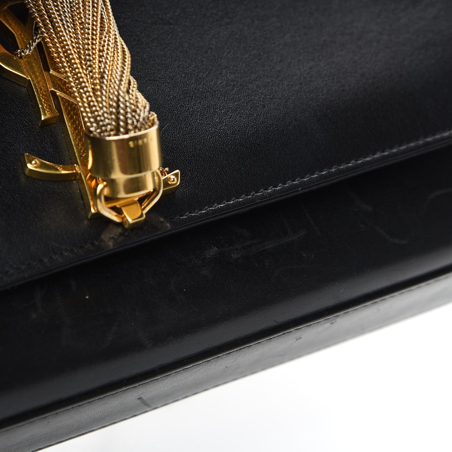 Smooth Calfskin Medium Classic Monogram Kate Tassel Satchel Black