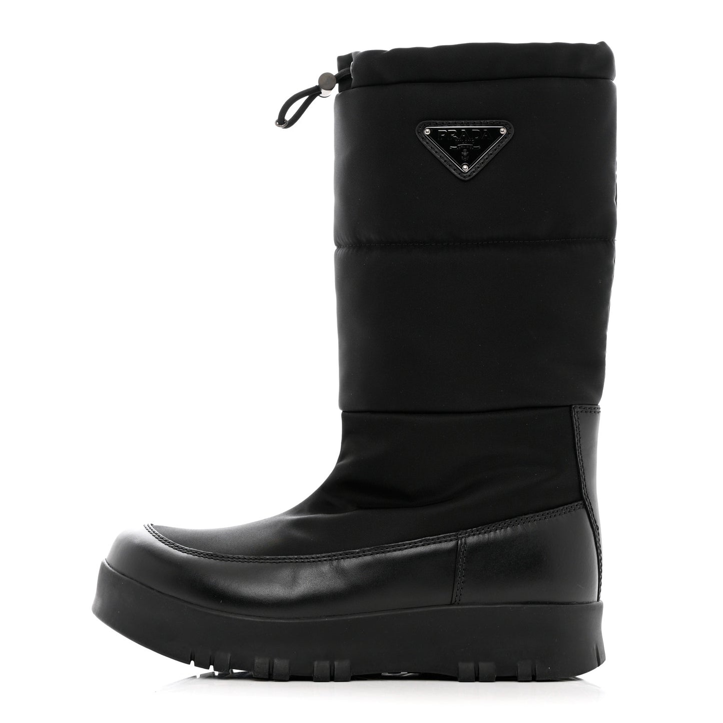 Nylon Metal Triangle Logo Padded Moon Boots 37 Black