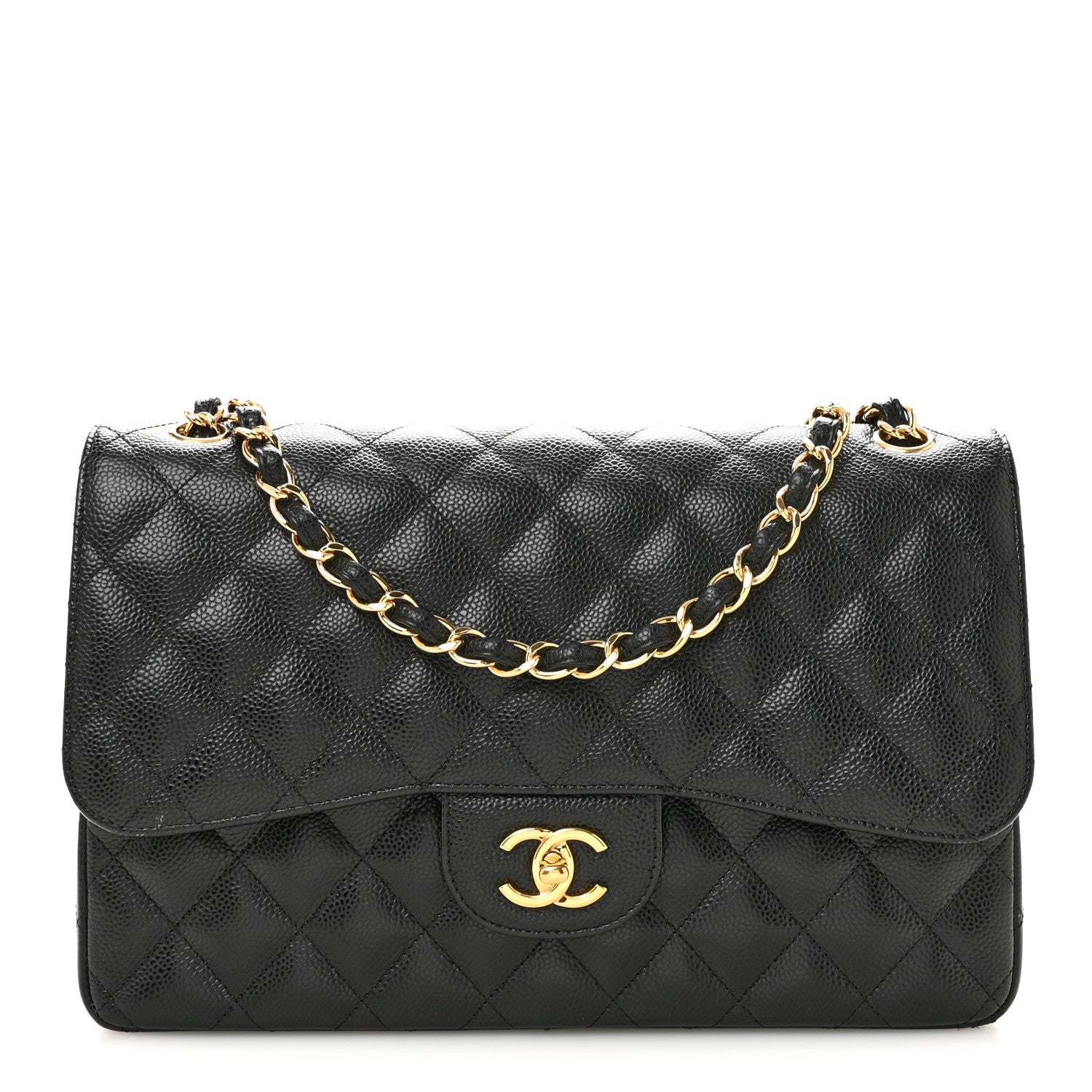 Chanel Caviar Quilted Jumbo Double Flap Black Black 1 of 13