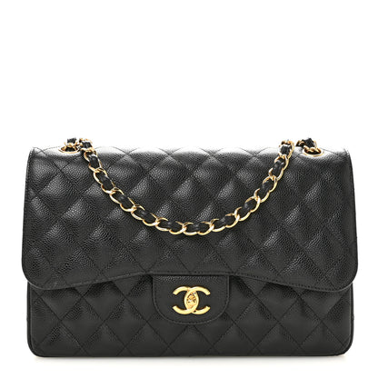 Chanel Caviar Quilted Jumbo Double Flap Black Black 1 of 13