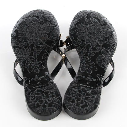 Valentino Garavani PVC Jelly Rockstud Bow Thong Sandals 41 Black 6 of 7