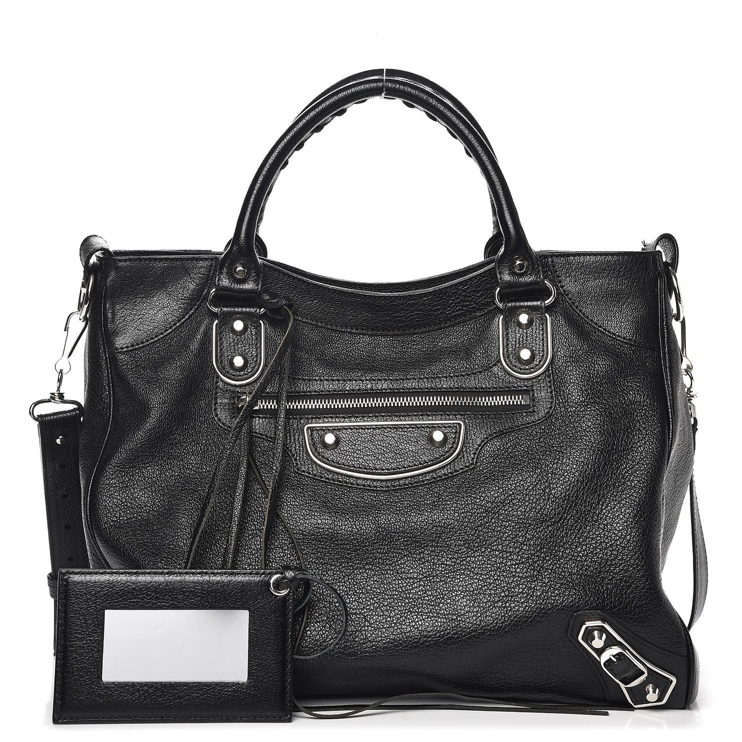 Chevre Silver Metallic Edge Hardware Velo Black