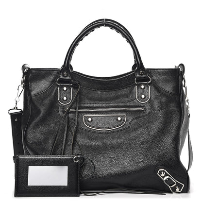 Balenciaga Chevre Silver Metallic Edge Hardware Velo Black 1 of 9
