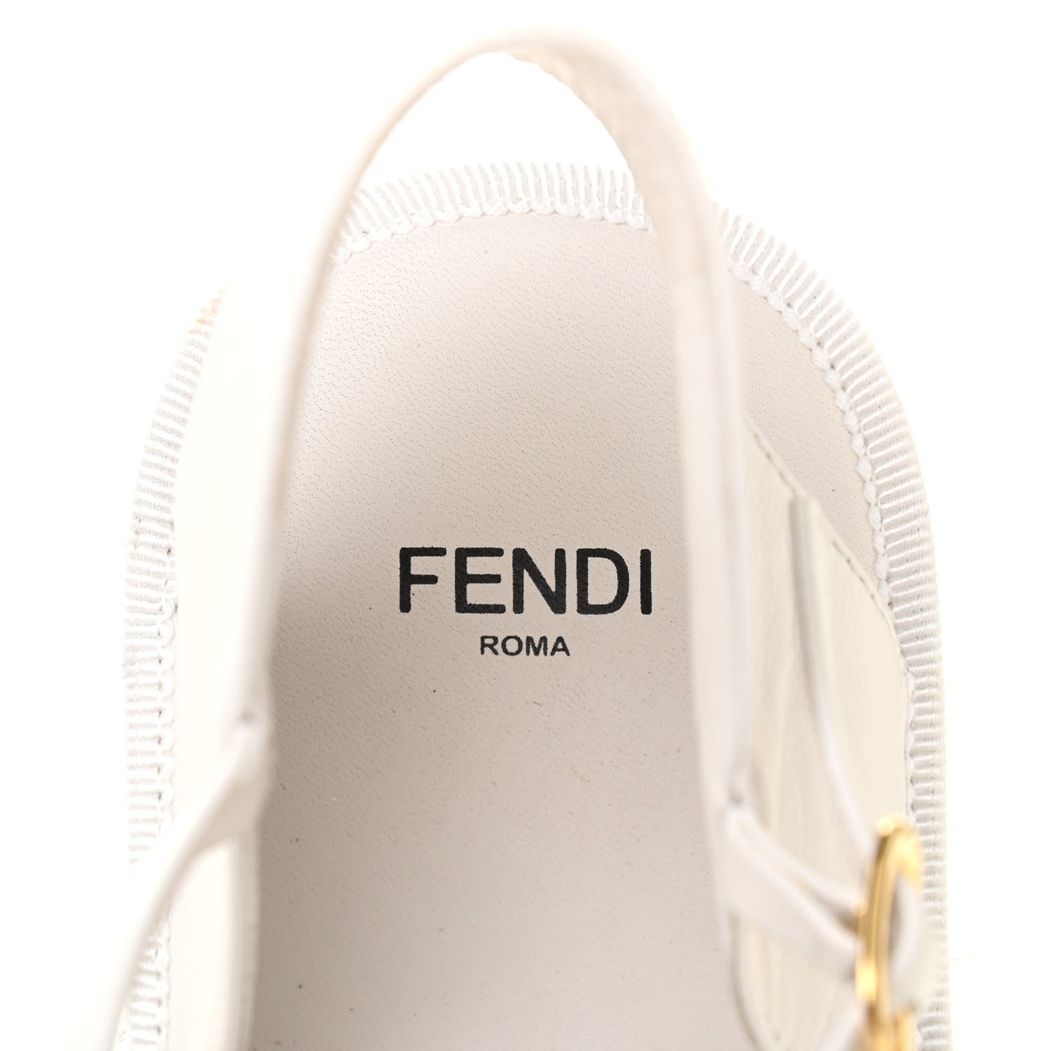 Fendi Nappa FF Embossed Espadrille Platform Sandals 38.5 Snow 6 of 8