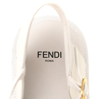 Fendi Nappa FF Embossed Espadrille Platform Sandals 38.5 Snow 6 of 8