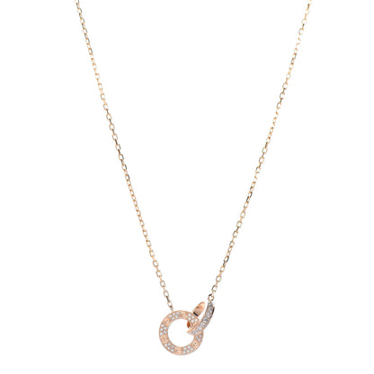 Cartier 18K Pink Gold Diamond Interlocking LOVE Paved Necklace 1 of 7