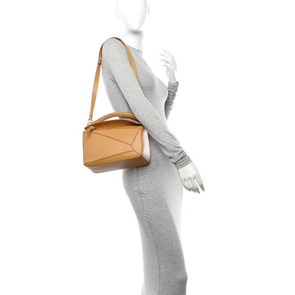 Loewe Calfskin Small Woven Puzzle Bag Sahara 2 of 9