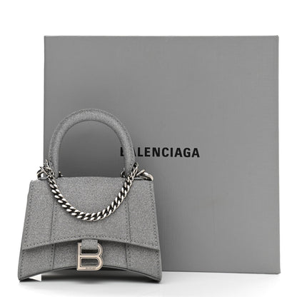 Balenciaga Glitter Fabric Hourglass Top Handle Bag Mini with Chain Grey 10 of 10