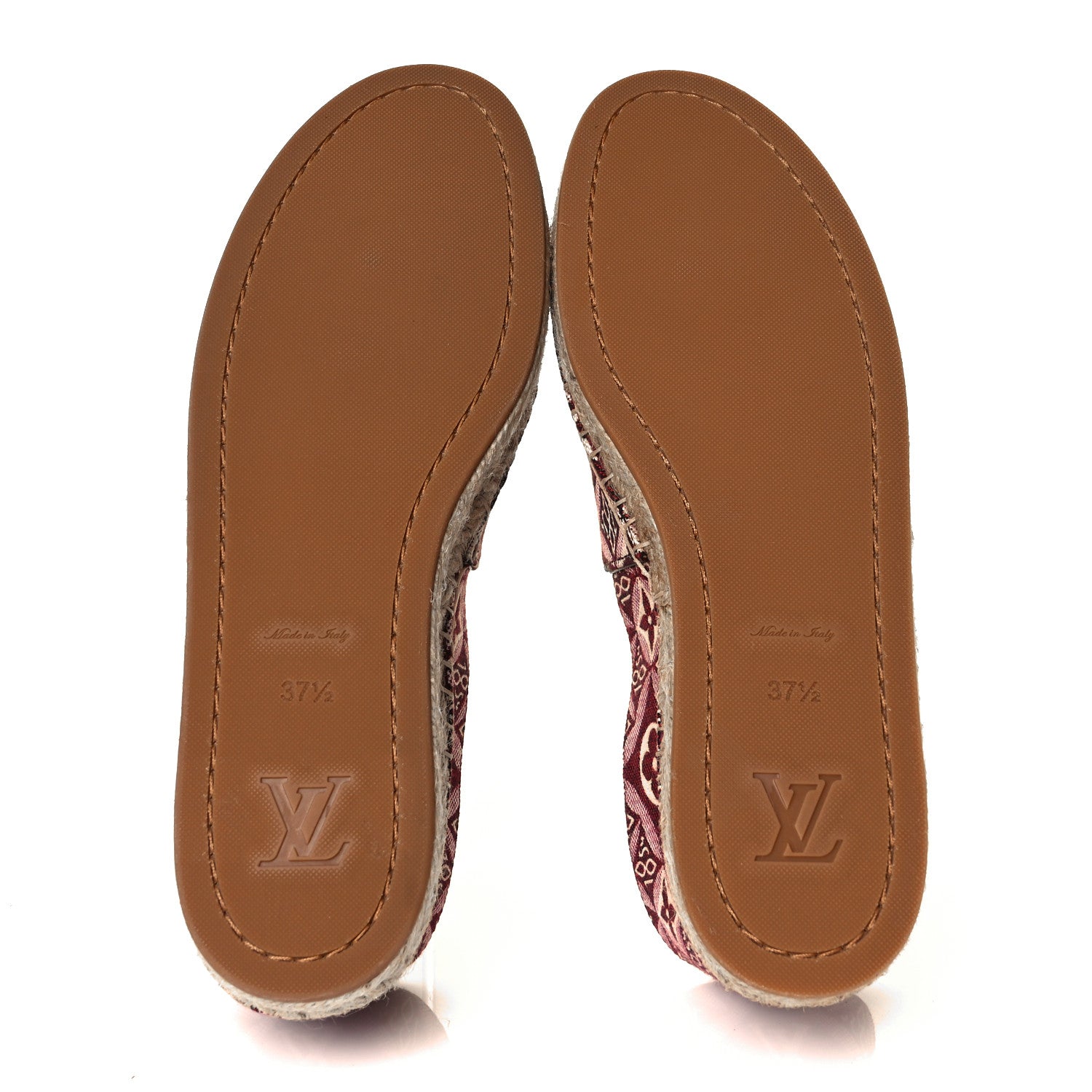 Louis Vuitton Jacquard Since 1854 Starboard Espadrille Flats 37.5 Bordeaux 5 of 8