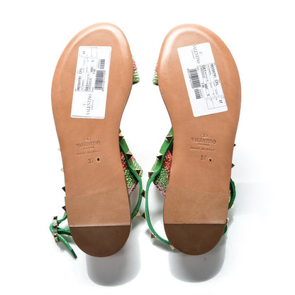 Valentino Garavani Nappa Crystal Camouflage Rockstud Flat Sandals 37 Multicolor 5 of 8