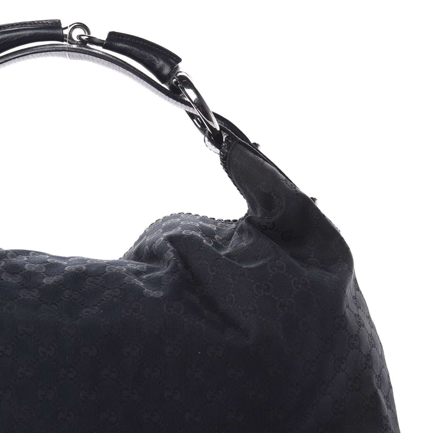 Gucci Monogram Large Horsebit Chain Hobo Black 8 of 12