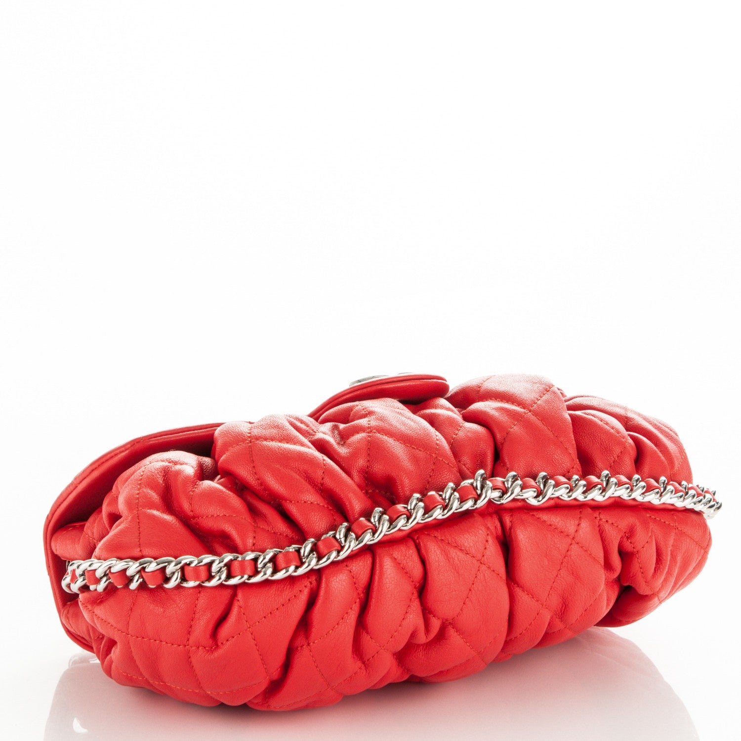 Chanel Washed Lambskin Quilted Medium Chain Around Messenger Red 4 of 6
