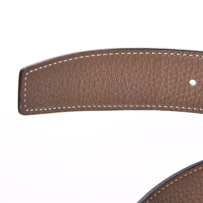 Hermes Box Togo 32mm H Belt 85 Black Etoupe 6 of 9