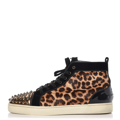 Christian Louboutin Men's Pony Hair Spikes Orlato Flat Sneakers 42.5 Leopard 1 of 13