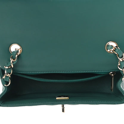 Chanel Lambskin Quilted Mini Rectangular Flap Dark Green 5 of 11